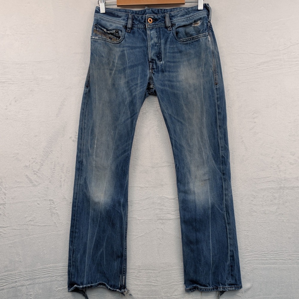 VTG Diesel Jeans Men's 29x30 Blue Zatiny Bootcut Distressed Frayed Hem Italy Y2K